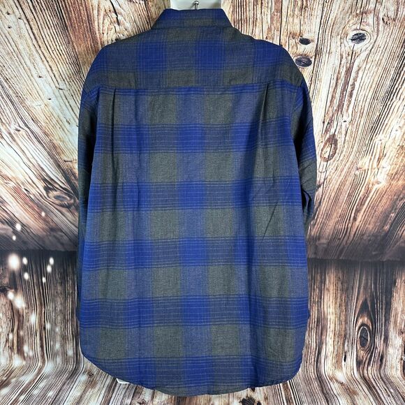 NEW Haggar Mens Size Large Blue Gray Plaid Woven Button Up Long Sleeve Shirt NWT - Picture 2 of 7